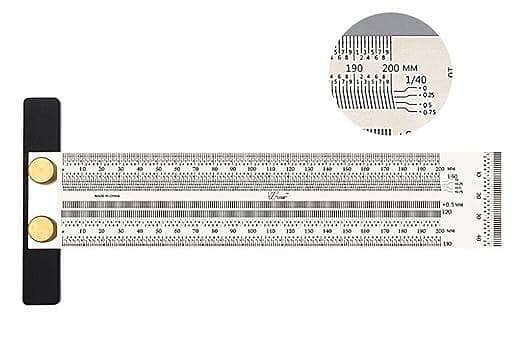 High-precision T Square Ruler for Woodworking Marking Stainless Scribing Line Rule Carpenter Square Measuring Tool Metric Version (200mm) uk import C A742