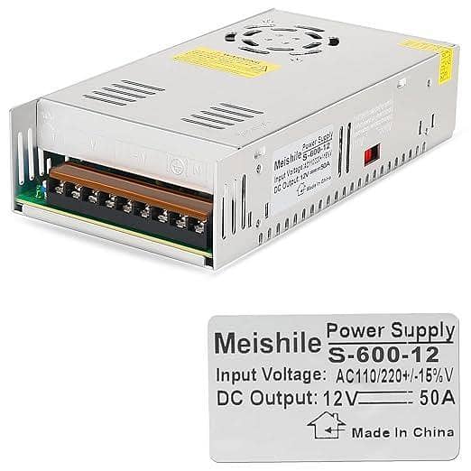 MEISHILE 12V 50A 600W DC Switching Power Supply Adapter PSU AC to DC Industrial Transformer Converter for LED Drive Light Lamp Me  ter 3D Printer Semiconductor Pump Motor Drive 220V 110V to 12Volt uk import  C C379