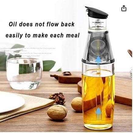 Superior Glass Oil and Vinegar Dispenser,Measuring Oil Pourer for Kitchen,Wide Opening for Easy Refill and Cleaning, Clear Glass Oil Bottle with Scale,17 Oz. ORIGINAL UK HAI  C R4834