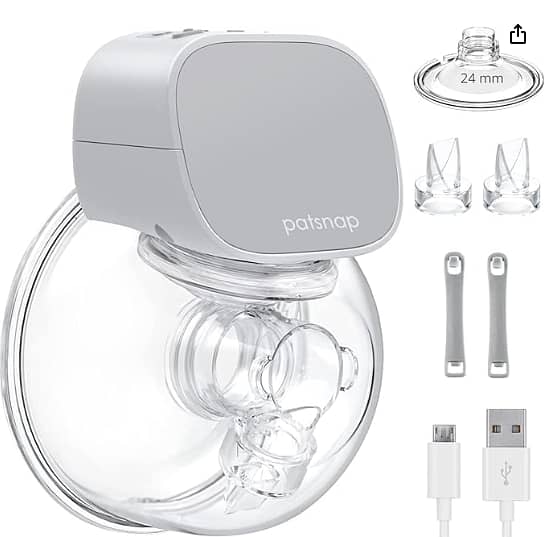 Patsnap Breast Pump, Wearable Hands Free Electric Breast Pumps, Portable Rechargeable Breastfeeding Pump With 2 Mode & 5 Levels, Super Quiet & Leak Proof Milk, 180ml Milk Collector, 24mm Flange. C R216