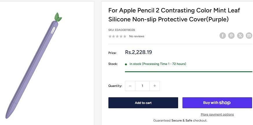 Apple Pencil 2 Mint Leaf Silicone Non-Slip Protective Case (Purple) R5310 C