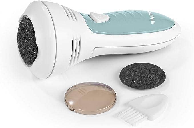 Callus Remover with Suction Function, No Blades - No Risk of Injury, with 2 Attachments for Gentle & Safe Use, Wireless Operation Convenience, Battery Operated [White/Turquoise] uk import