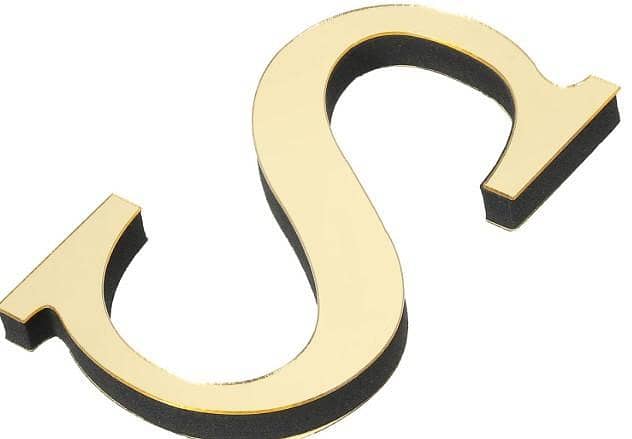 PATIKIL 3D Acrylic Alphabet Mirror Wall Stickers Letter S Self-Adhesive Home Decor Letter Sign Art Sticker Decal for DIY Home Decoration Light Gold A R2479