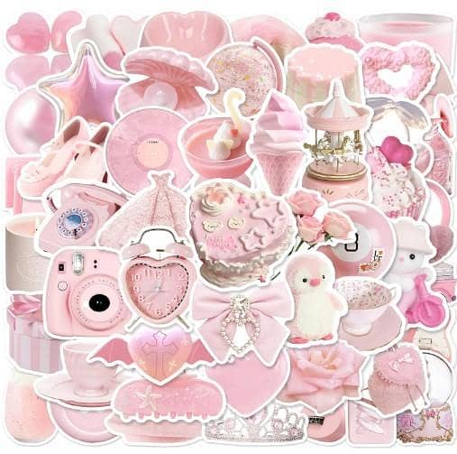 Stickers Aesthetic Waterproof Laptop Stickers Decals for Water Bottle Vintage Scrapbook Stickers for Journals Supplies Journal Planners (Pale Pink) C R4270