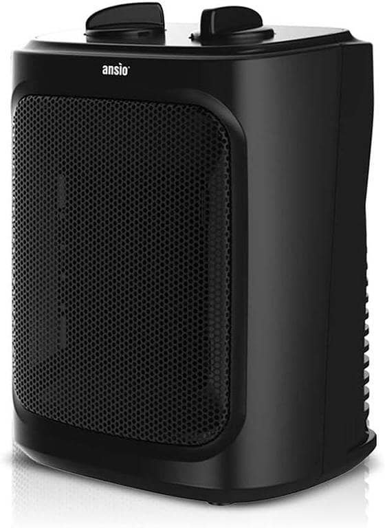 ANSIO Ceramic 2000W Mini Electric PTC Heater with Two Heat Settings, Thermostat and Safety Cut-Off