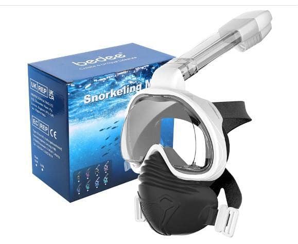 bedee Full Face Snorkel Mask: Snorkeling Diving Mask with Upgraded Dry Top Breathing System with Camera Mount, Foldable Safe Breath Anti-Fog Anti-Leak C A478