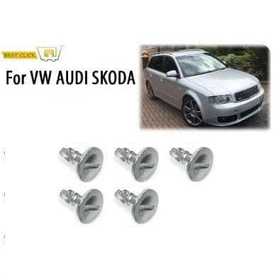 "5-Pack Undertray Engine Cover Clips and Metal Screws for Audi A3, A4, A6, A8, Škoda Superb, VW Passat B5"