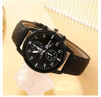 5pcs Set: 1 Fashion Men's Quartz Watch + 4 Bead Braided Bracelets (Model MQ20698)