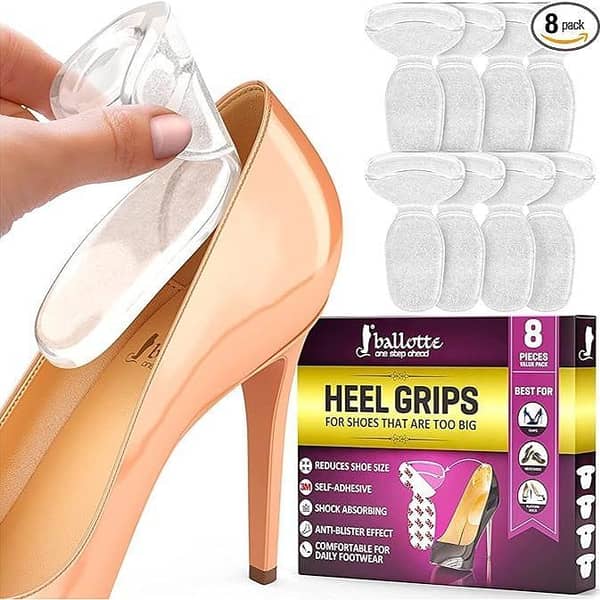 Ballotte Premium Grade Silicone Heel Protector (Natural – 6 Pack) | Heel Grips for Women Heels – Cushions for Shoes That Are Too Big