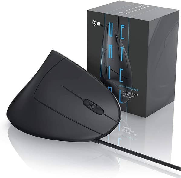 CSL Wired Ergonomic LEFT-Handed Vertical Mouse, Optical USB Mouse UK Import C R563