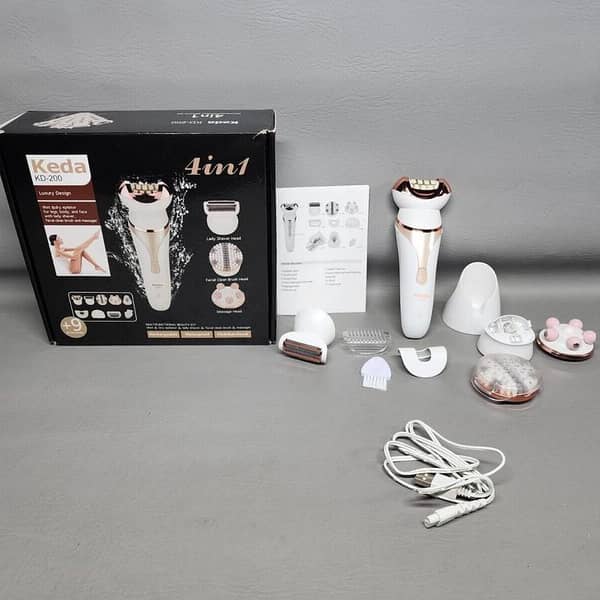Keda KD-200 4-in-1 Multifunctional Beauty Kit: Shaver, Facial Cleaner & Massager