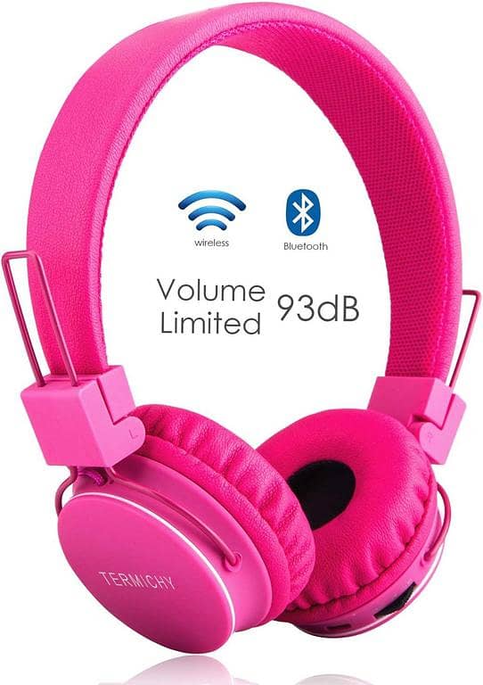 wireless/wired Foldable Stereo Over-Ear Headphones with Music Share Port and Built-in Microphone for Calls – Pink R