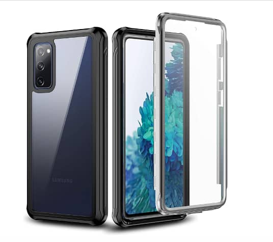 Full Cover Case for Samsung Galaxy S20 FE with Built-in Screen Protector – 3-in-1 Dust, Dirt and Shock Proof Bumper (Transparent) C C853