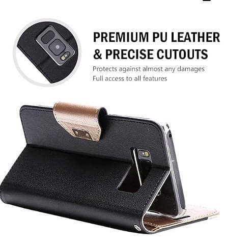 ProCase Galaxy S8 Wallet Case with Kickstand, Card Slots, Mirror, and Wristlet – Black (Model B C904)