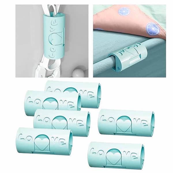 6 Pieces Multipurpose Bed Sheet Fixed Clamp for Fastening Snacks Towels Pink C R1053