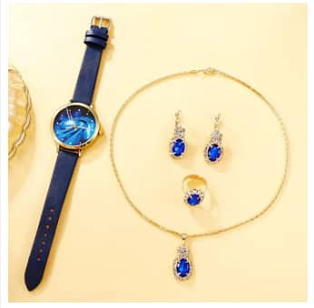 HQ8156 5-Pack: Women’s Starry Sky Dial Leather Band Quartz Watches