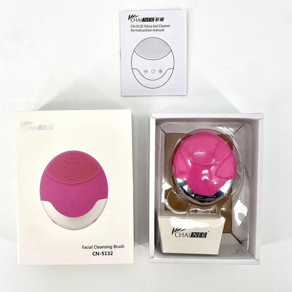 Chainer CN-5132 Pink Silicone Electric Facial Cleansing Brush (UK Import)