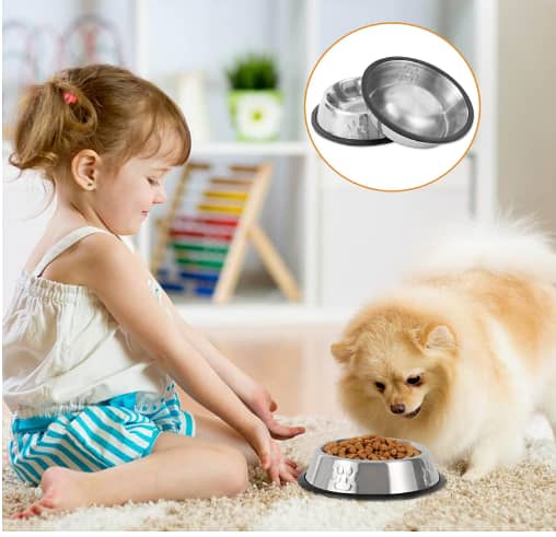 3 Pack Stainless Steel Cat Bowls with Non-Slip Rubber Base, Ideal for Cats and Small Dogs (C782)