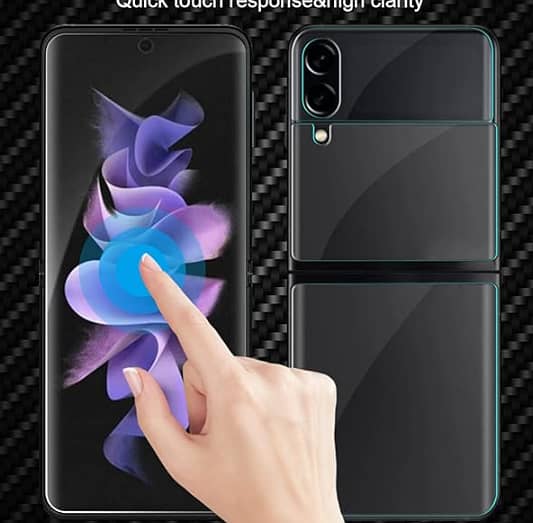 NEWZEROL 3-Piece Screen and Back Protector Set for Samsung Galaxy Z Flip 3 5G - Maximum Coverage, Scratch-Resistant, Bubble-Free, Easy to Install (Model C R767)