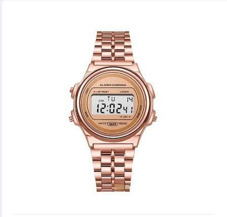 Casio Sport Circle F-91W LED Digital QQ Rose Gold Stainless Steel Wristwatch for Men and Women