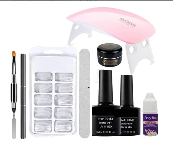 Coslifestore Gel Nail Extension Kit for Startup with Top Coat, Base Coat, UV Lamp, False Nails – D R4440