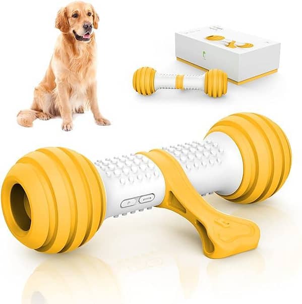 PETGEEK Interactive Dog Toys – Automatic, USB-Rechargeable Electronic Dog Bones (Yellow)