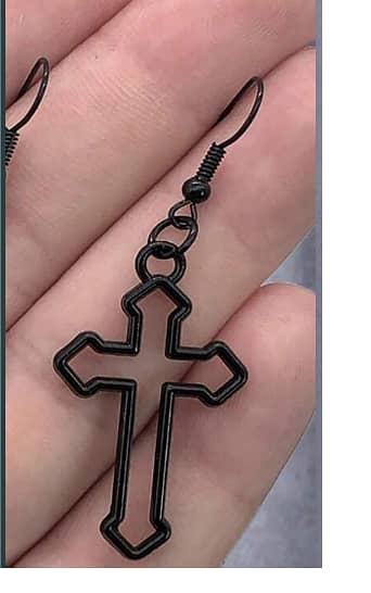 Goth Zinc Alloy Cross Drop Earrings, 1 Pair for Women