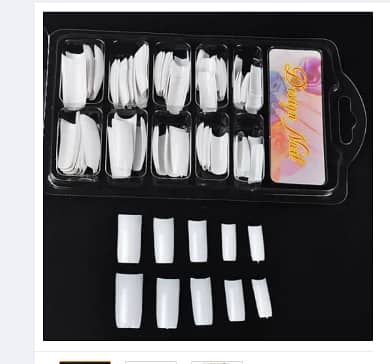High Quality Pack of 100 Artificial Nails with Glue | False Nails Kit, Acrylic & French Nails (A R2796)