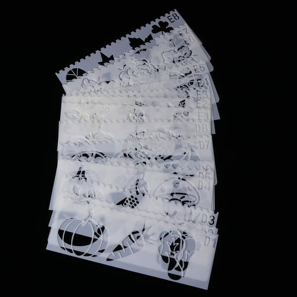 8pcs Cake Mold Floral Decor Cake Decorations Letter Stencils Stencils Stencils For Cake Toppers Cake Decoration Educational Toys White Flowers Chalkboard
