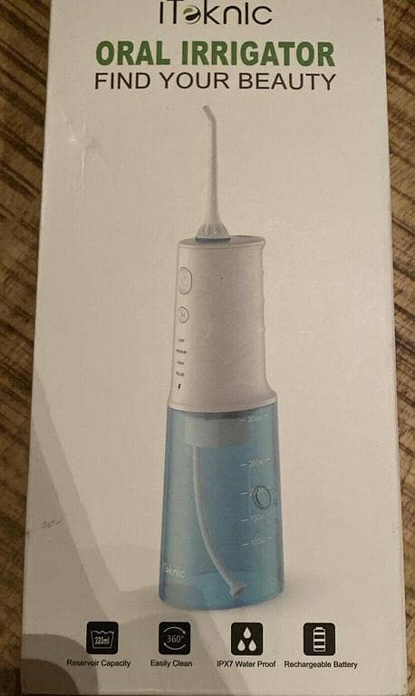 ITEKNIC 300mL PORTABLE ORAL IRRIGATOR IK-PCA016 WHITE 4 MODES w/ 4 JET TIPS NEW uk import