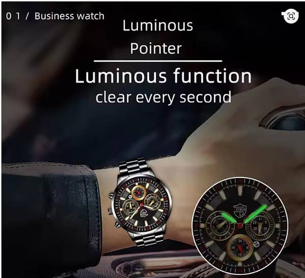 Fashion Men's Watch with Stainless Steel Band, Quartz Movement, Date Calendar, Luminous Dial - C R3897