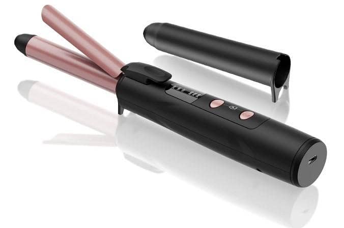 Hair Curler, Cordless Professional Curling Iron by KEYNICE, 3 Temperature Levels, Rechargeable (Black) C A955