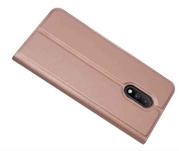 Zouzt PU Leather Case with Card Slot and Magnetic Closure for OnePlus 7 (Gold Rose C C920)