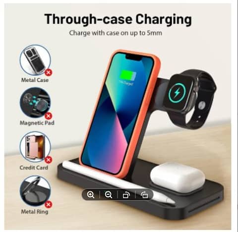 KKM 4-in-1 Wireless Charging Station for iPhone, Apple Watch, and AirPods Pro (Up to 15W) AS 194 C