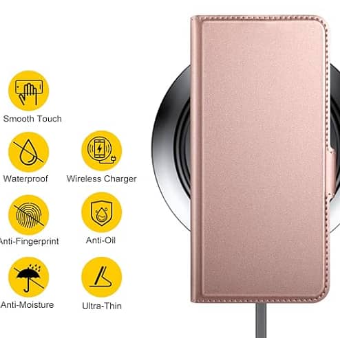 YATWIN Premium Leather Flip Case for Xiaomi Redmi Note 8 Pro with Card Holders, Rose Gold