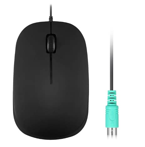 Perixx PERIMICE-201P B PS/2 Wired Optical Mouse, 3-Button, 800 DPI, 4.9 ft Cable, Black