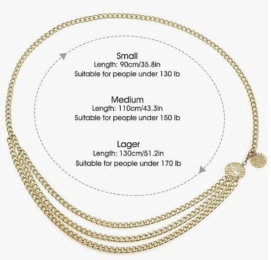 Glamorstar Multilayer Metal Waist Chain Belt for Women B R4962