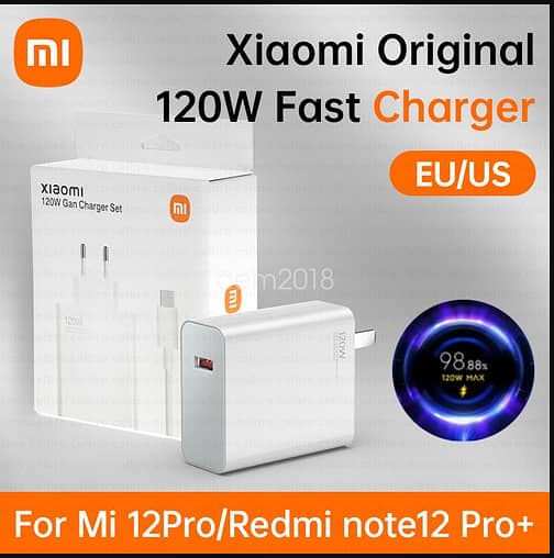 Xiaomi 120W Fast Wall Charger with USB-C Cable for Mi 12/13 Pro and Redmi Note 12 Pro+