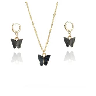 LooKeo Mall 5-Piece Butterfly Set: Women’s Watch, Earrings, Necklaces, and Bracelet Collection (HQ8104)