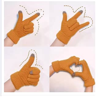 1 Pair Women’s Screen-Touch Gloves in Random Colors (Colorable by Request) – Warm Knit Hand Warmer for Girls, C R4748