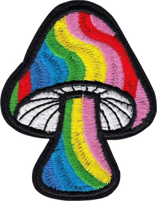 Rainbow Wave Mushroom - Embroidered Iron on Patch A R1565
