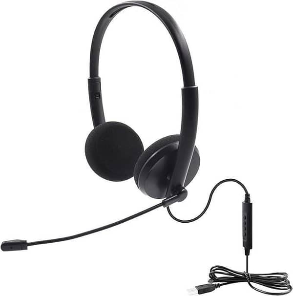 USB Headset, Headphones with Rotating Mic - Cord with USB Plug, Volume Control, Corded Hands-Free Call Center Noise Cancelling Binaural Headset,Stereo Computer Headphone for Computer/PC/Laptop Use uk import