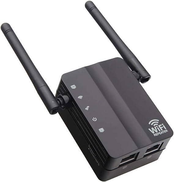 Enhanced WiFi Coverage: 300Mbps Dual Band Range Extender with Ethernet Ports and Antennas - UK IMPORT. .