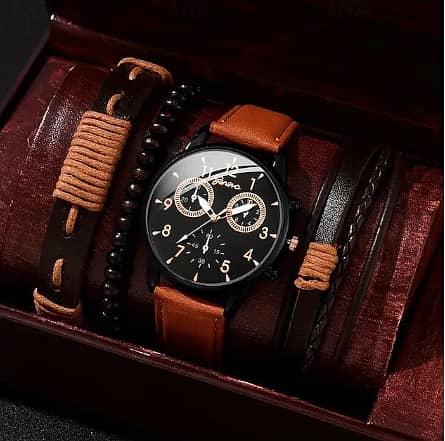 Men's 4-Piece Set: Quartz Analog Retro Chronograph Alloy Nylon Sport Watches, Model A R3268