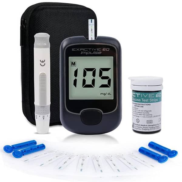 Blood Glucose Monitor, Exactive EQ Blood Glucose Kit, Diabetes No Coding Blood Glucose Test Kit with 25 Test Strips -- mg/dLC  R934