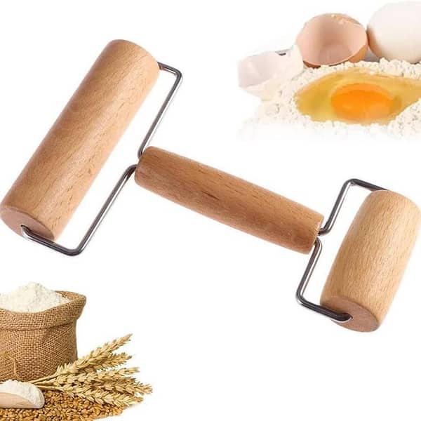 Wooden Pastry Pizza Roller, Non-Stick Wooden Rolling Pin, Beech Wood Rolling Pin, Non-Stick Rolling Pin, Pizza Roller, for Baking Dough, Pizza, Cakes, Pasta and Biscuits uk import  C C33