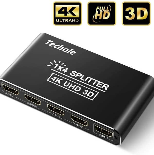HDMI Splitter 1 in 4 Out - Techole 4K . Full HD1080P for Xbox PS4 PS3 Fire Stick A R824 HDMII