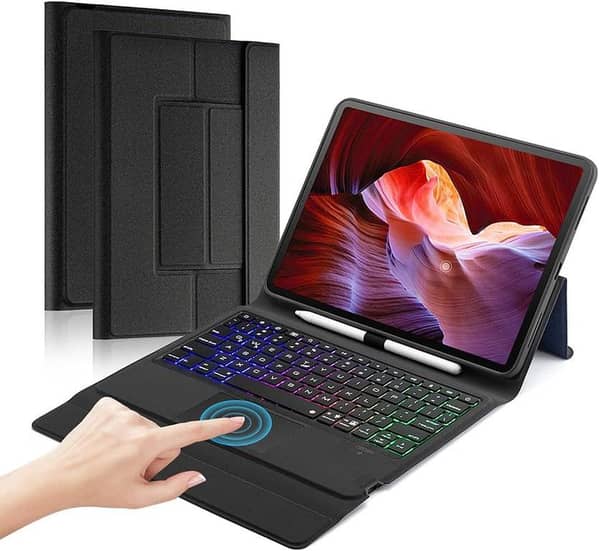 Lively Life Wireless Keyboard with Touchpad for 10.2 10.5 iPad 2020 (iPad 8th Gen), iPad 2019 (iPad 7th Gen), iPad Air 2019 (iPad Air 3rd Gen), iPad Pro 2017 Detachable Bluetooth Keyboard Cover Case b R428 R429