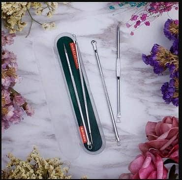Set Of 4 Pimple Popper Needle, 4-In-1 Multifunctional Acne Needles, Blackhead Remover Tools, Spoon Face Skin Care Tools, Steel Blackhead Removal Kit, Women Beauty Acne Treatment Pore Cleanser Needle Hook  C  R3574