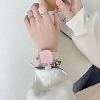 Makaron Color Square Quartz Watch ple Personality Versatile Imitation Leather Waterproof Fashion Couple Watch Men/Women C R3901